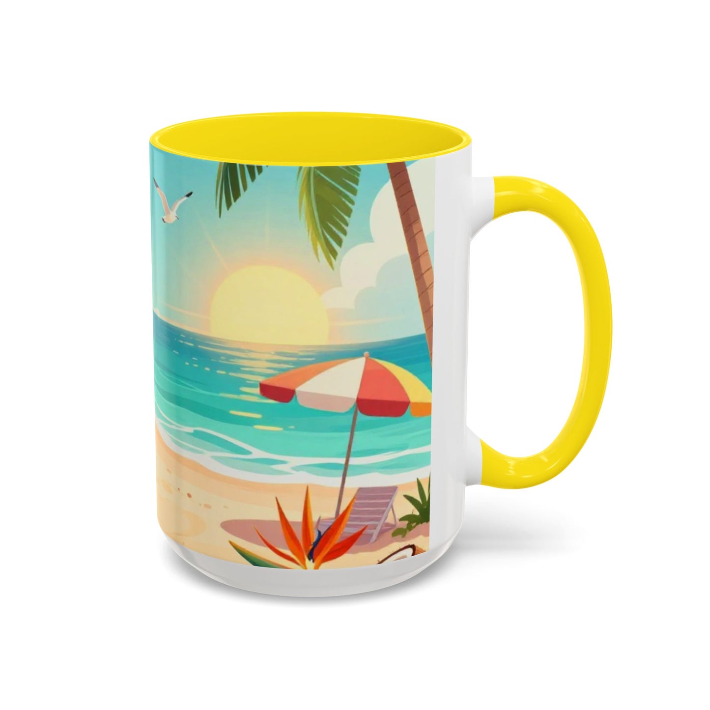 Beach Sunrise Coffee Mug — Tropical Ocean Scene Accent Mug (11/15oz)