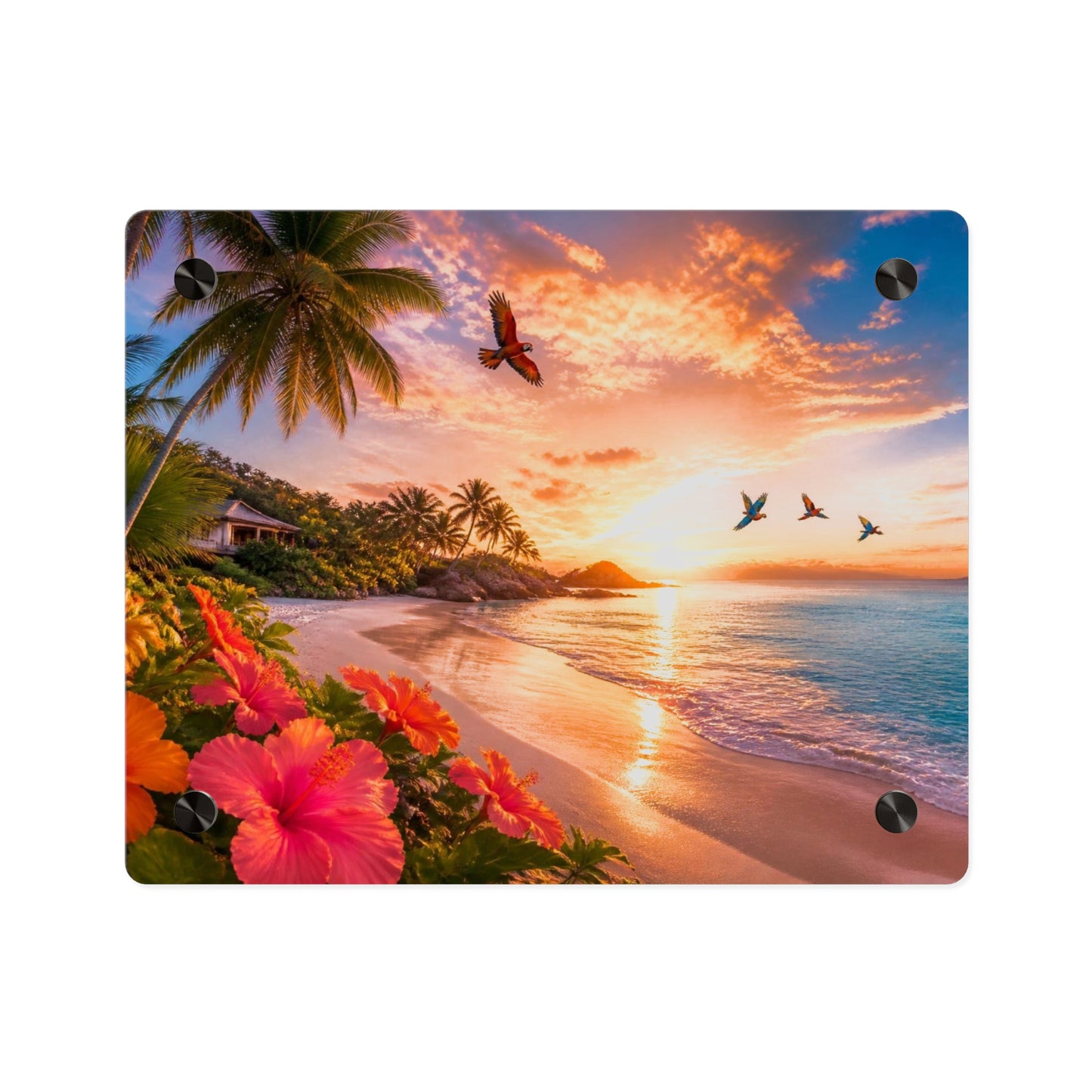 Tropical Beach Sunset Acrylic Wall Art Panel