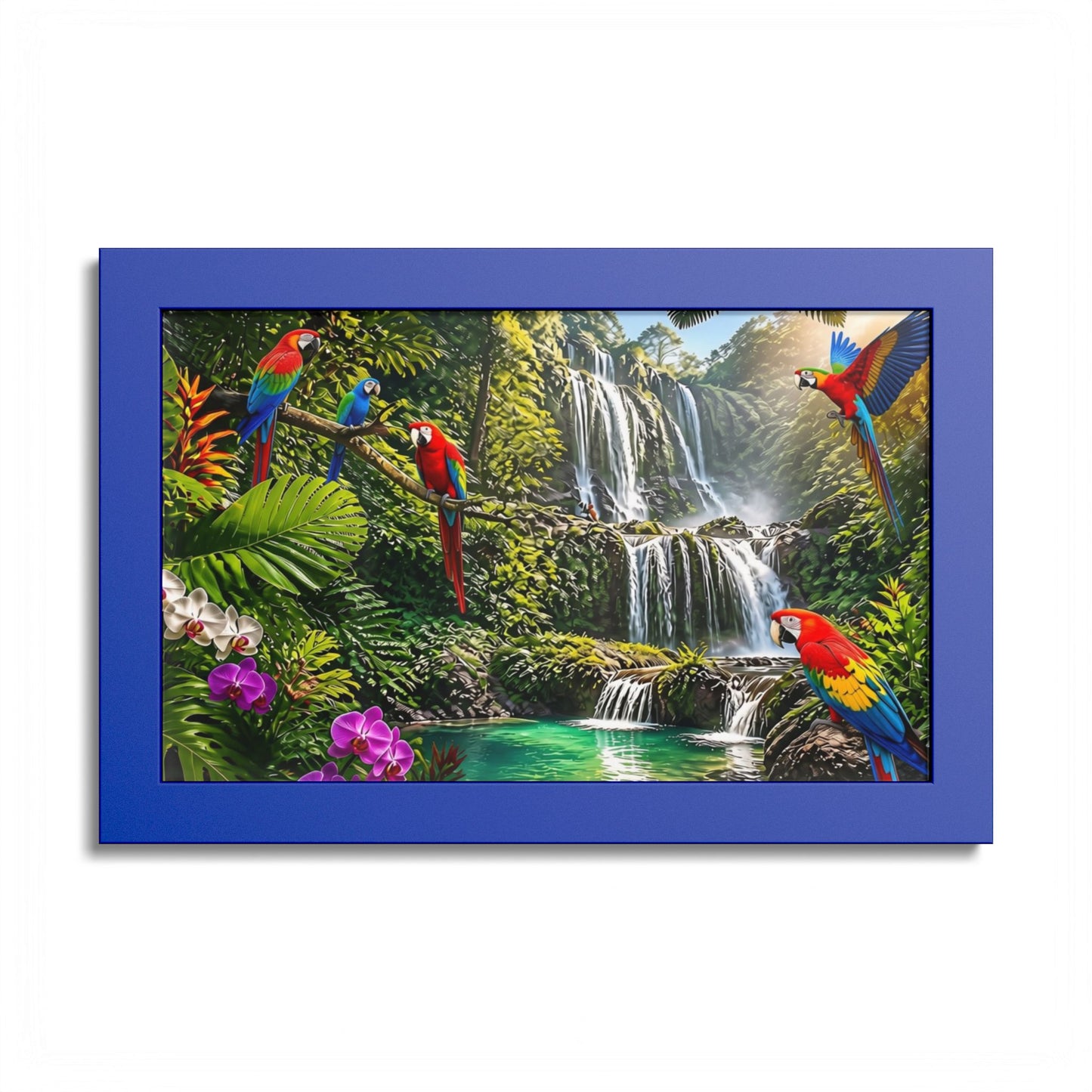 Tropical Waterfall Parrot Poster