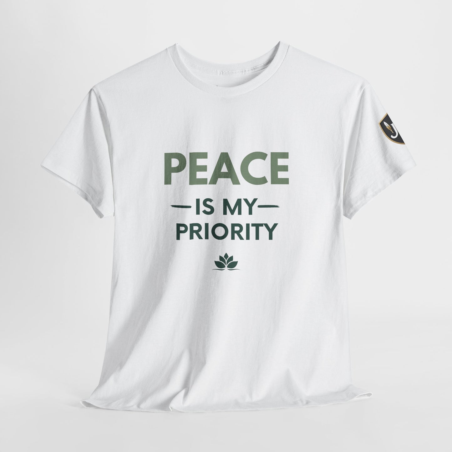 Peace is My Priority Unisex Heavy Cotton Tee, Relaxed Fit T-Shirt, Mindfulness Shirt, Gift for Meditation Lovers