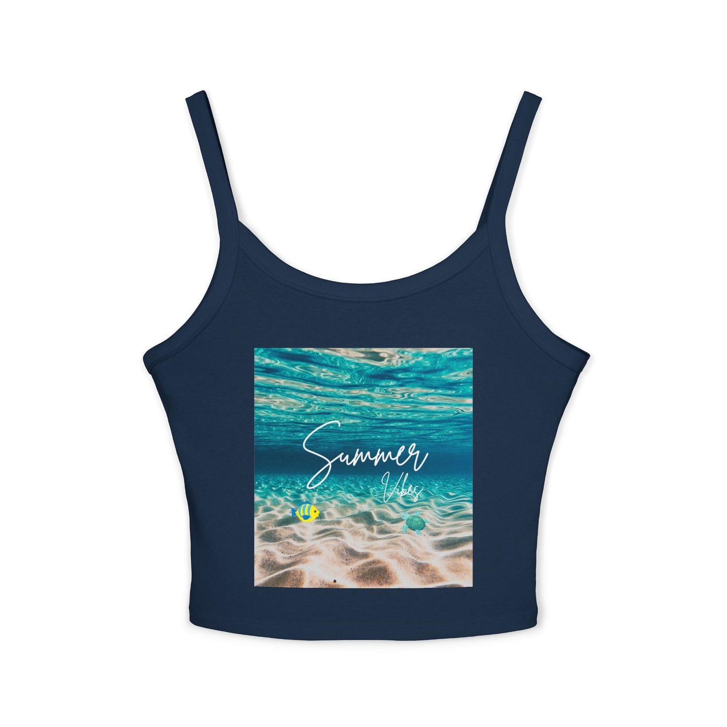 Camiseta de tirantes finos "Summer Vibes" - Ropa de playa, conjunto para vacaciones, moda de verano, top casual
