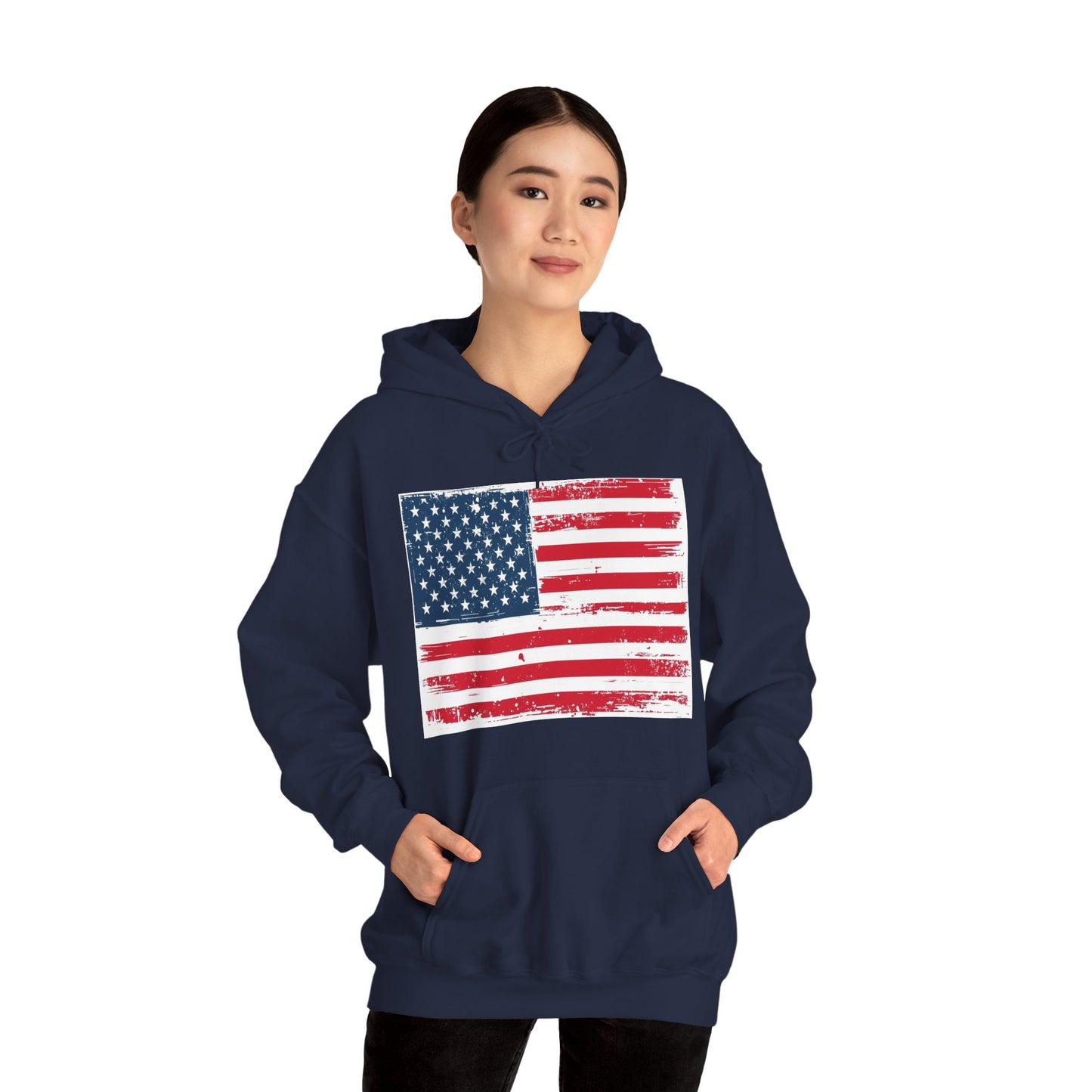 Vintage American Flag Hoodie, Unisex Sweatshirt for Independence Day, Patriotic Gift, Cozy Outerwear, 4th of July Celebration