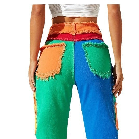 High Waist Loose Straight-Leg Denim Trousers for Women