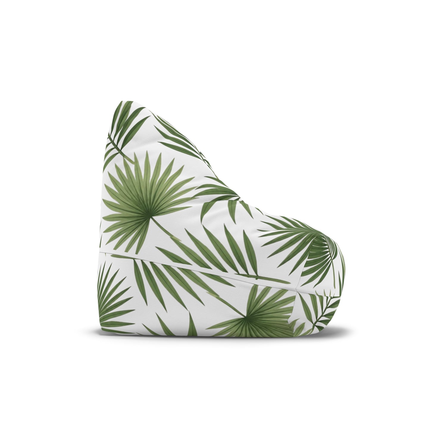 Tropical Palm Leaf Bean Bag Cover - Green Botanical Floor Pouf Slipcover
