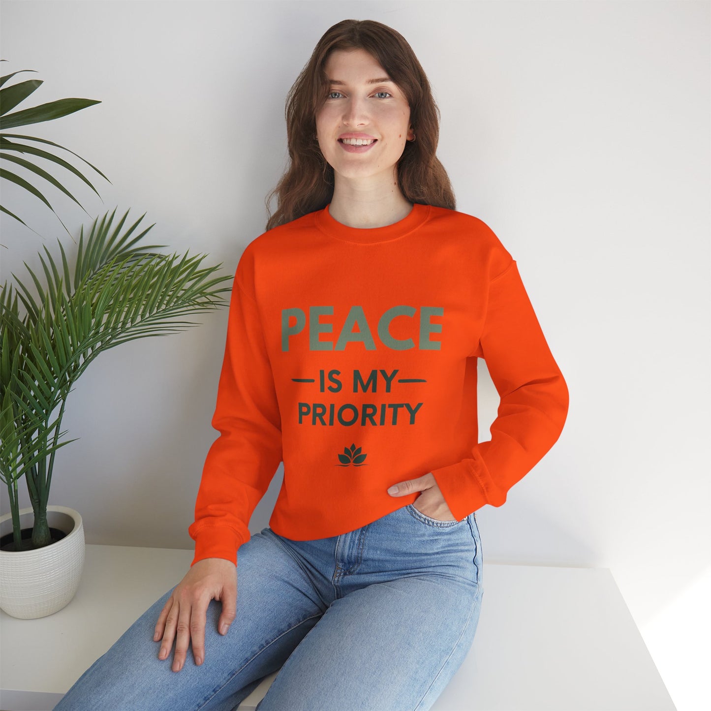 Peace Is My Priority Sweatshirt — Relaxed Crewneck Pullover for Mindfulness & Self-Care