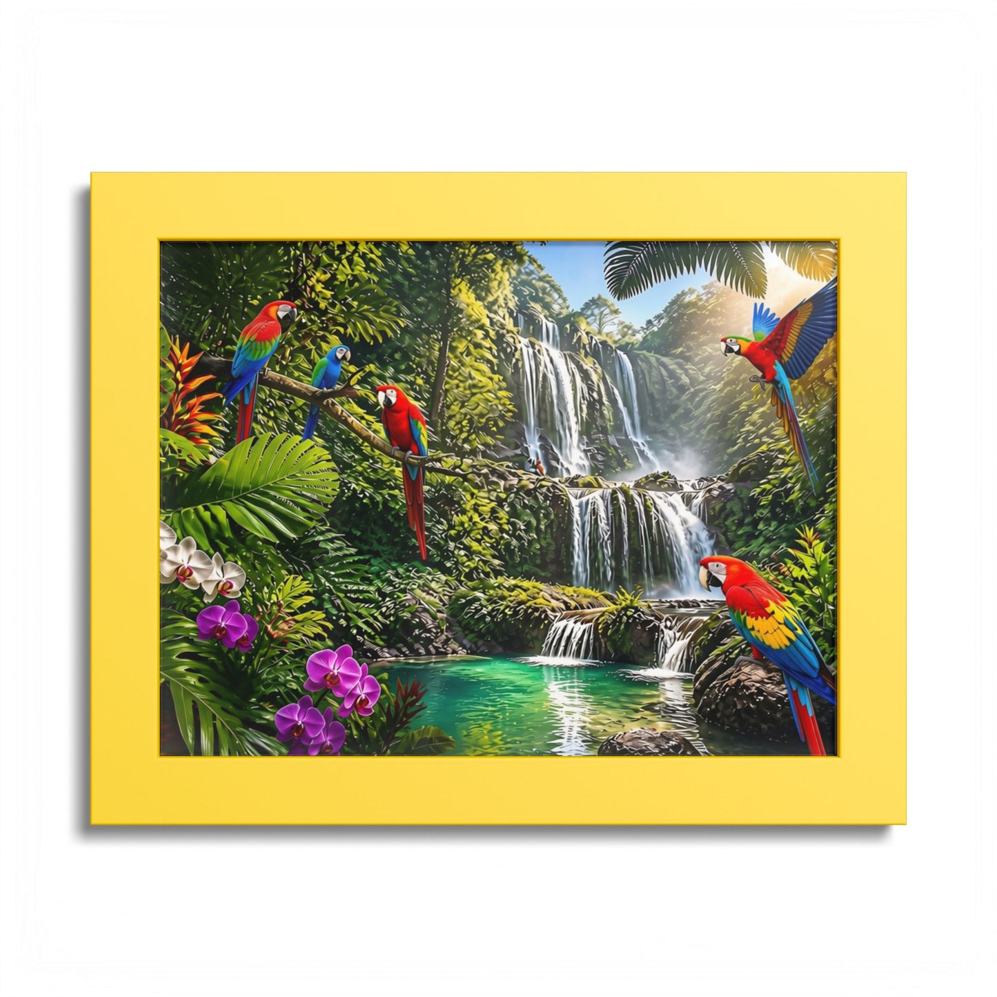 Tropical Waterfall Parrot Poster