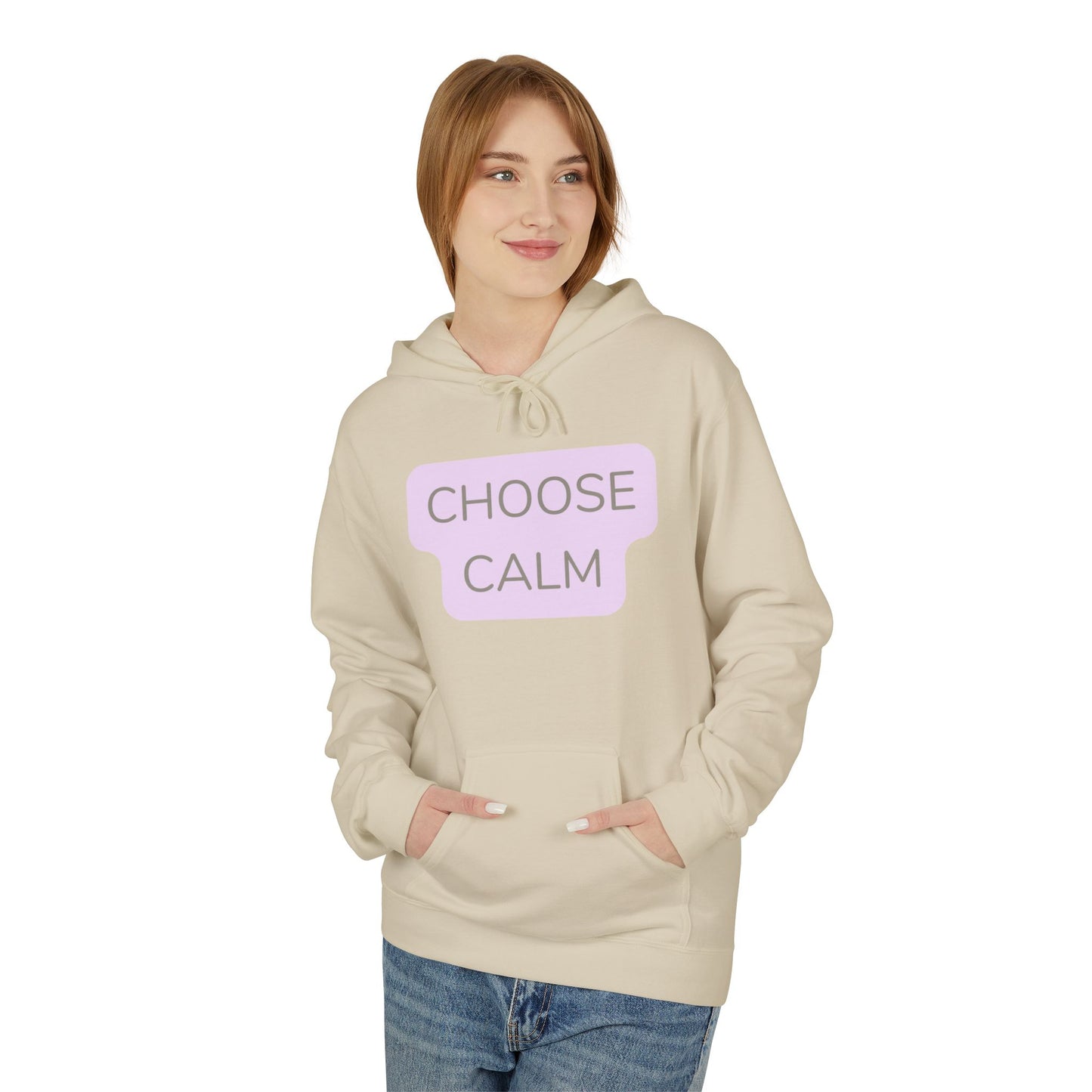 Choose Calm Unisex Midweight Softstyle Hoodie — Minimal Pastel Graphic Relaxation Sweatshirt