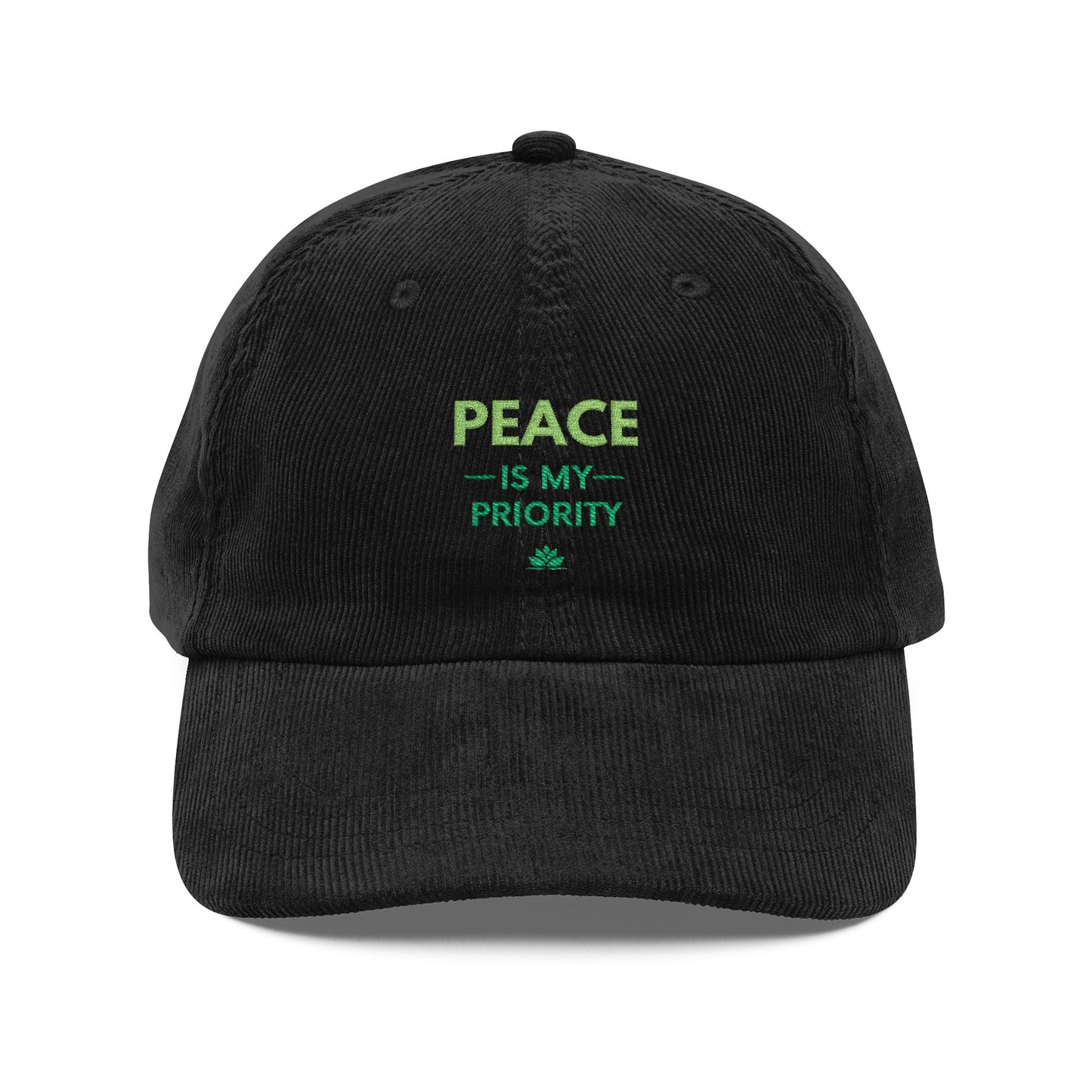 Peace, Love & Prosperity Embroidered Corduroy Cap