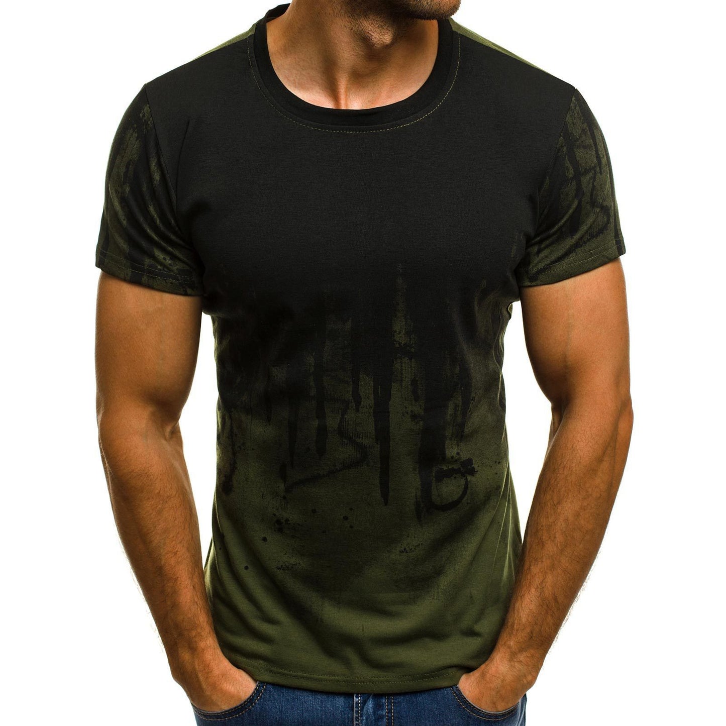 Men's Gradient Fitness Compression T-Shirt – Black & Red Slim Fit Tee
