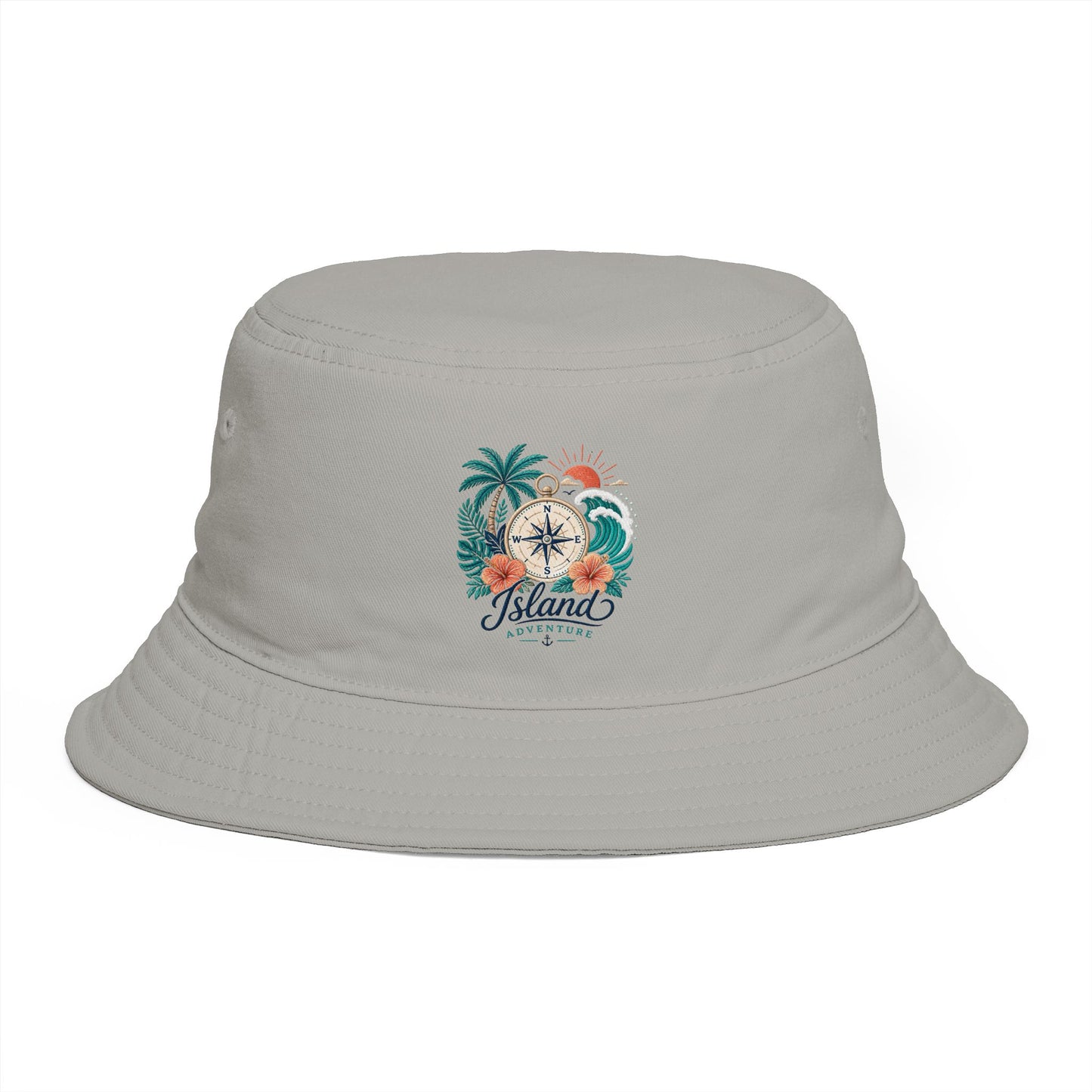 Tropical Compass Bucket Hat — Vintage Beach Palm Sun Design