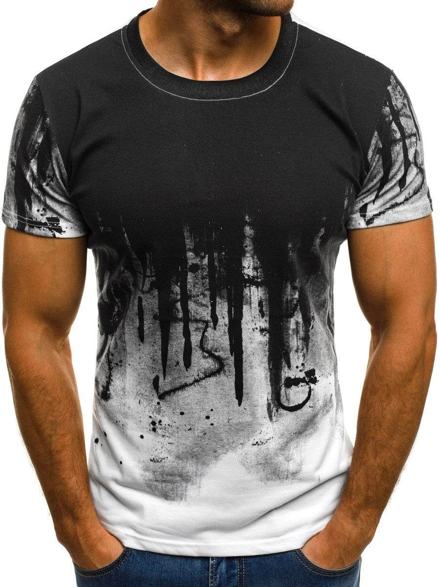Men's Gradient Fitness Compression T-Shirt – Black & Red Slim Fit Tee