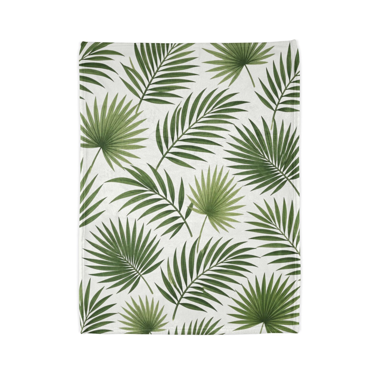 Tropical Palm Leaf Throw Blanket – Green Botanical Polyester Blanket