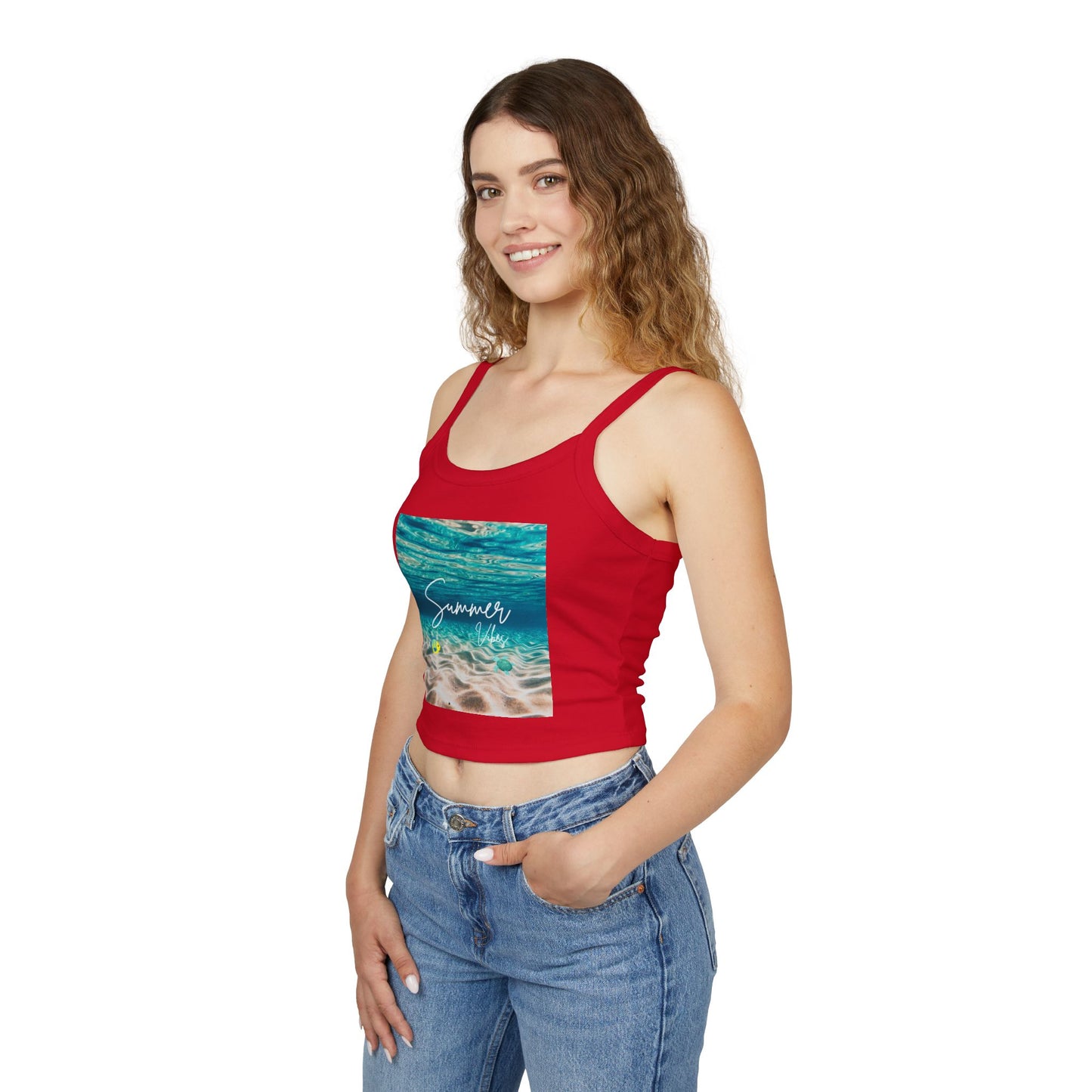 Summer Vibes Spaghetti Strap Tank Top - Beachwear, Vacation Outfit, Summer Fashion, Casual Top