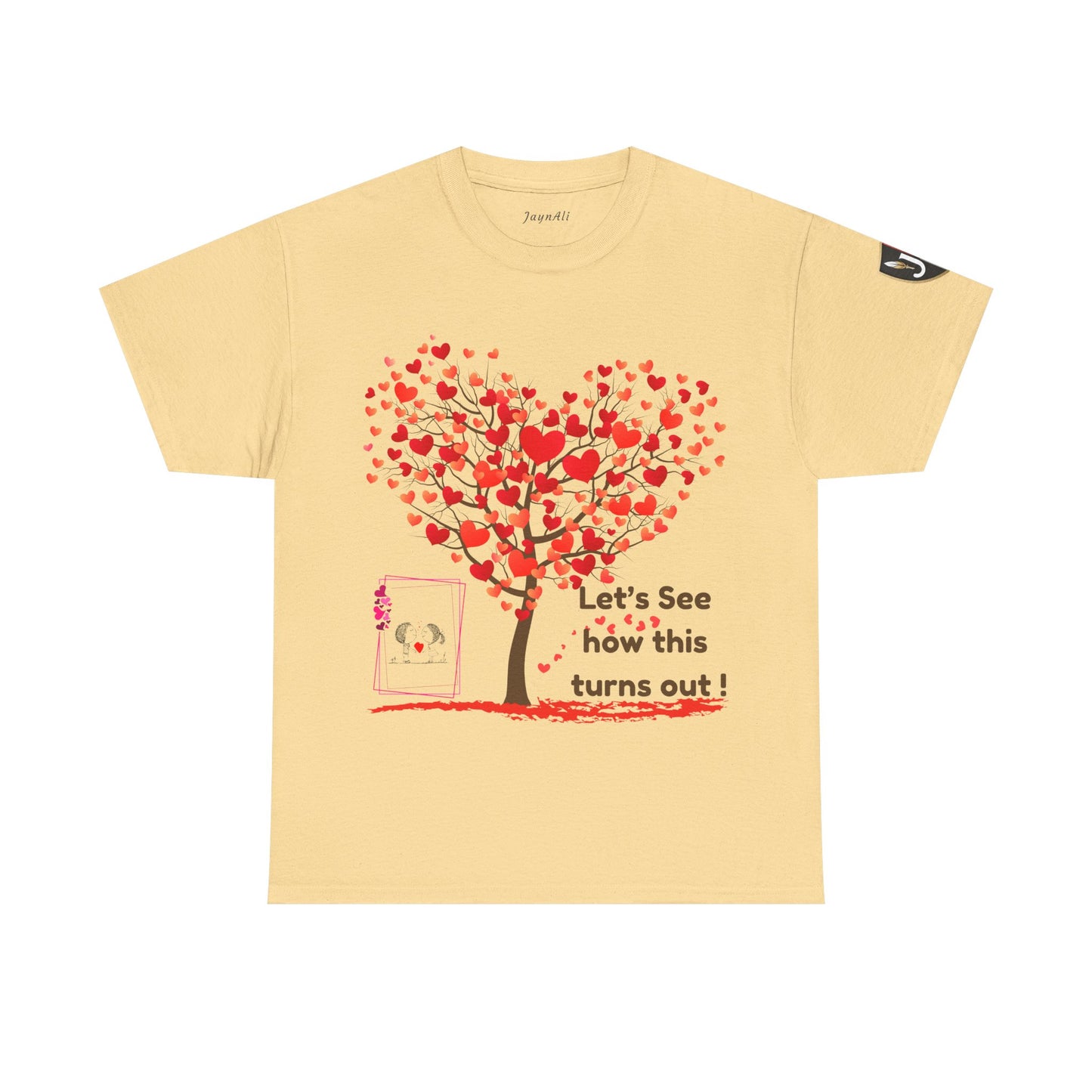 Heartfelt Unisex Heavy Cotton Tee - Perfect for Valentine's Day, Romantic Gifts, Heart Tree Design, Casual Wear, Everyday Comfort
