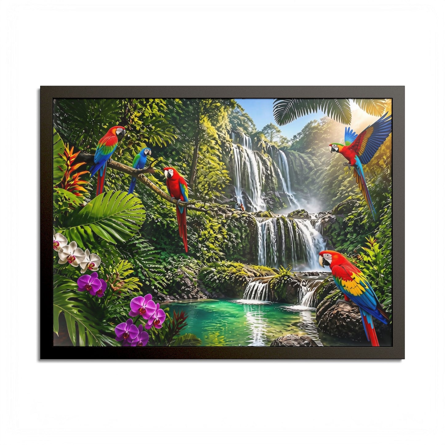 Tropical Waterfall Parrot Poster
