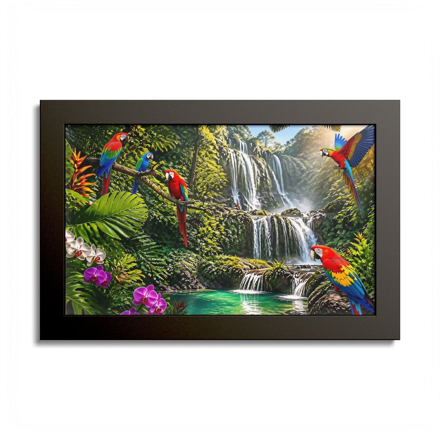 Tropical Waterfall Parrot Poster