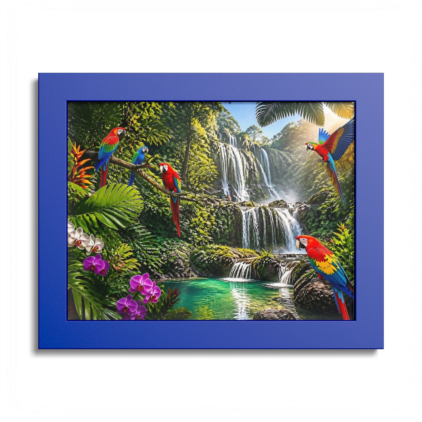 Tropical Waterfall Parrot Poster