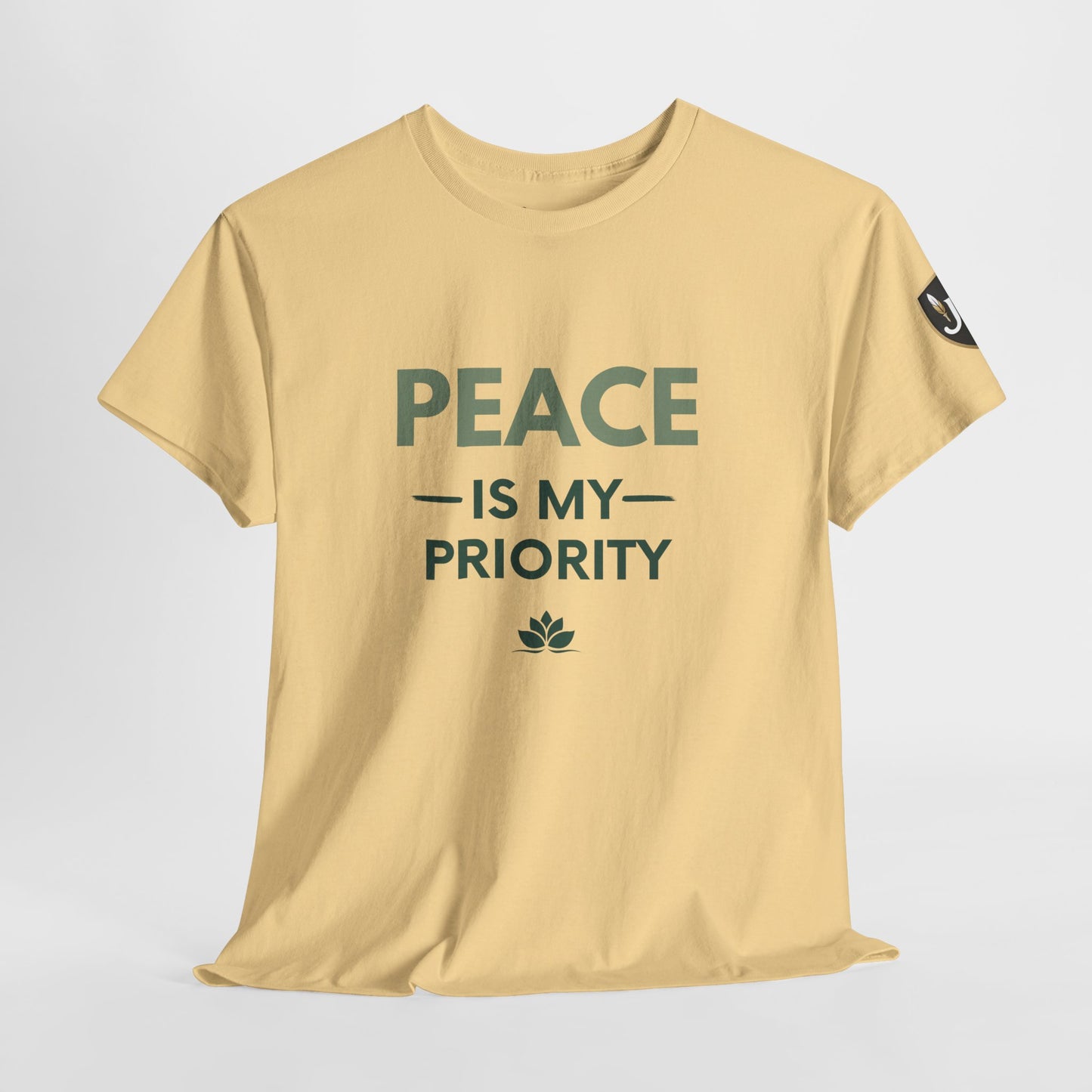 Peace is My Priority Unisex Heavy Cotton Tee, Relaxed Fit T-Shirt, Mindfulness Shirt, Gift for Meditation Lovers