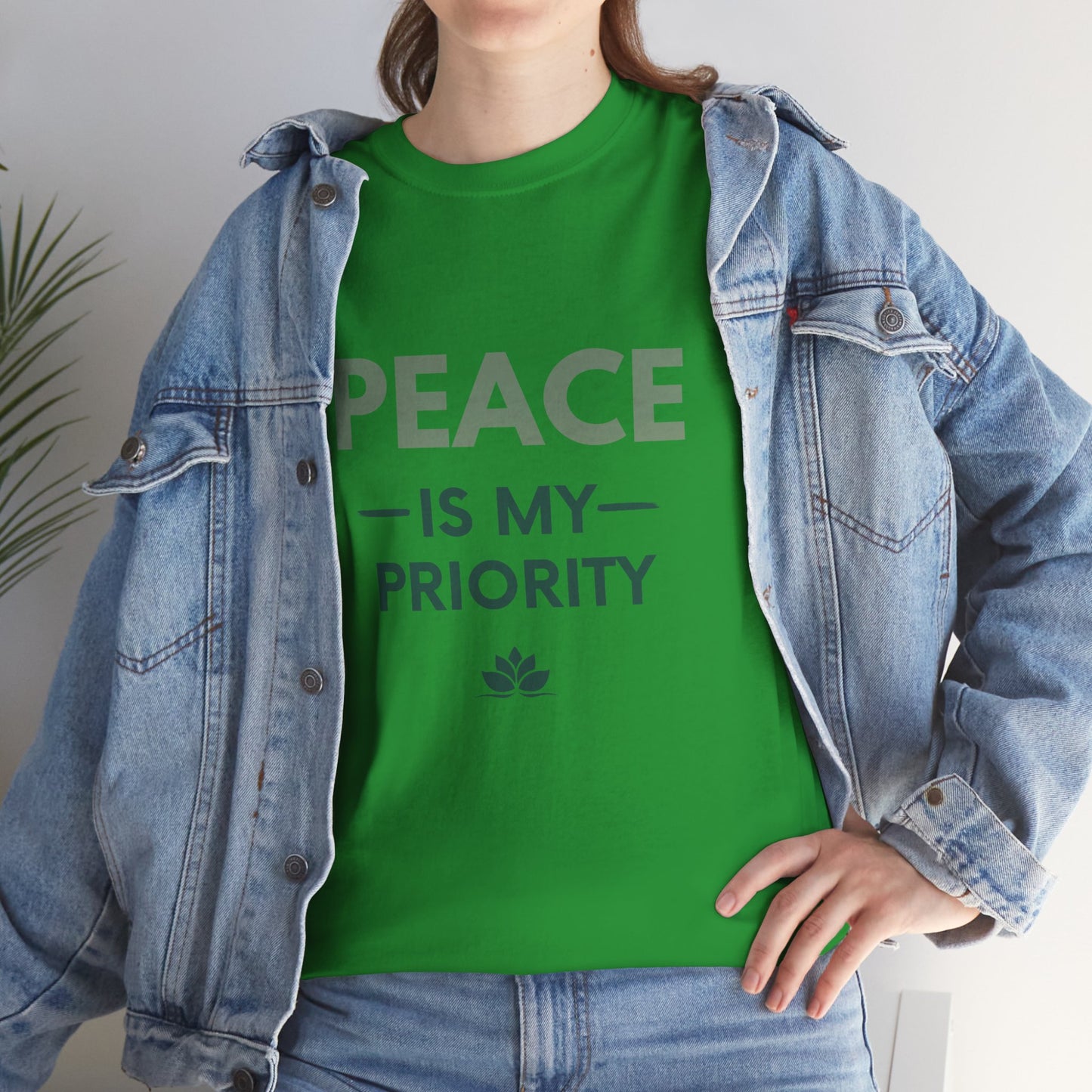 Peace is My Priority Unisex Heavy Cotton Tee, Relaxed Fit T-Shirt, Mindfulness Shirt, Gift for Meditation Lovers