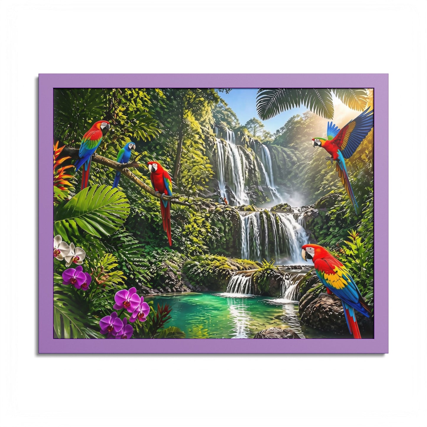 Tropical Waterfall Parrot Poster