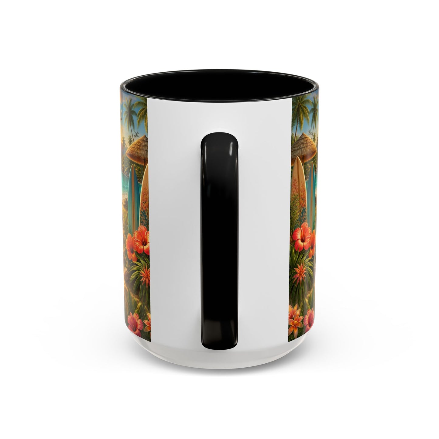 Tropical Beach Coffee Mug – Sunset Luau Hawaiian Floral Accent