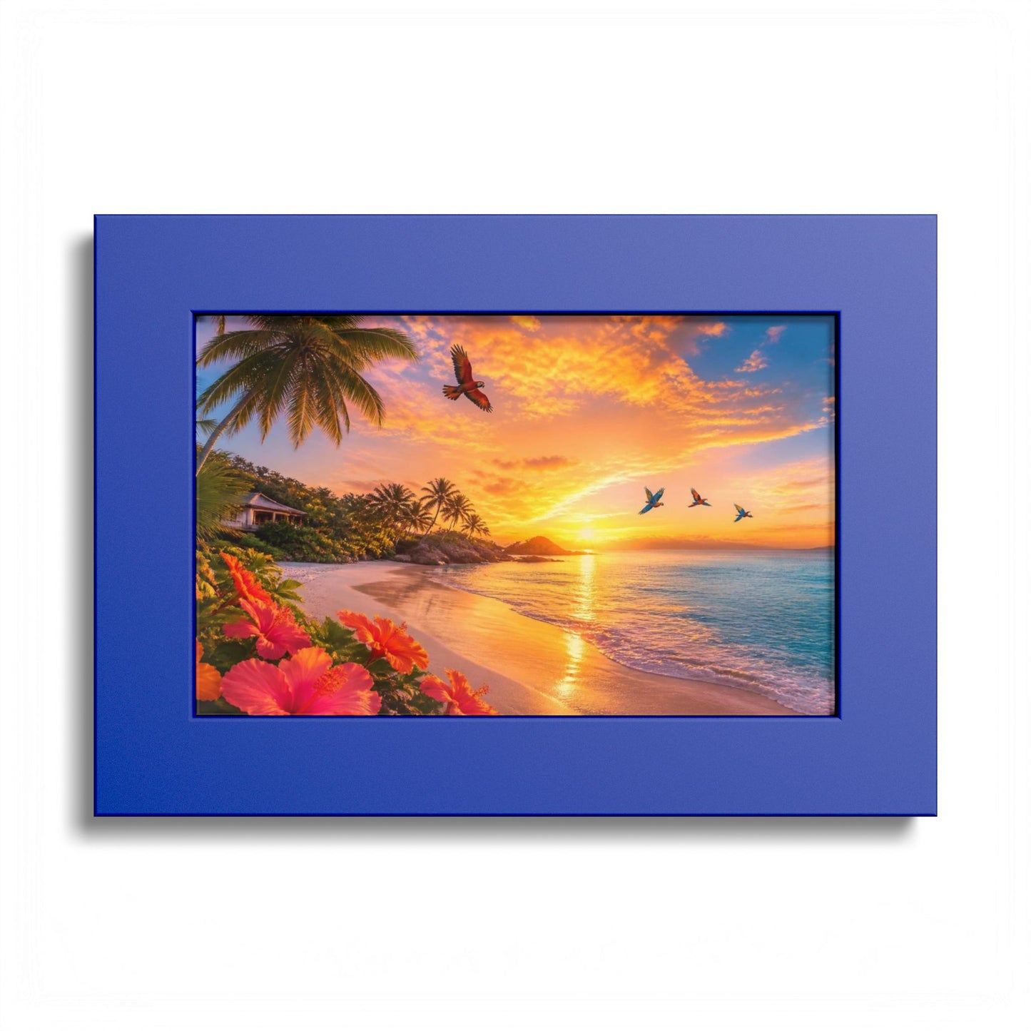 Tropical Sunset Framed Poster — Colorful Beach Wall Art