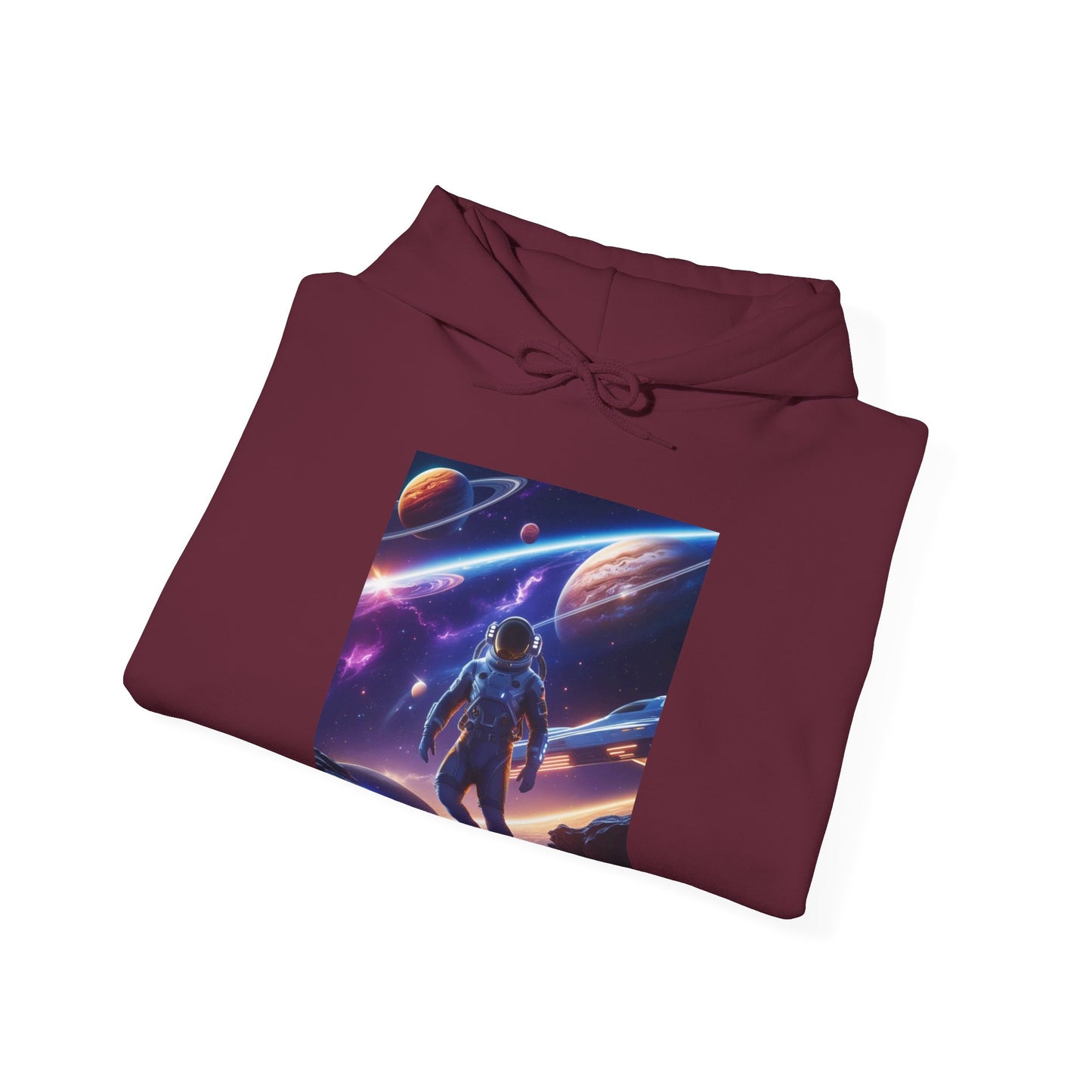 Cosmic Adventure Hooded Sweatshirt - Starry Night Graphic Unisex Sweatshirt
