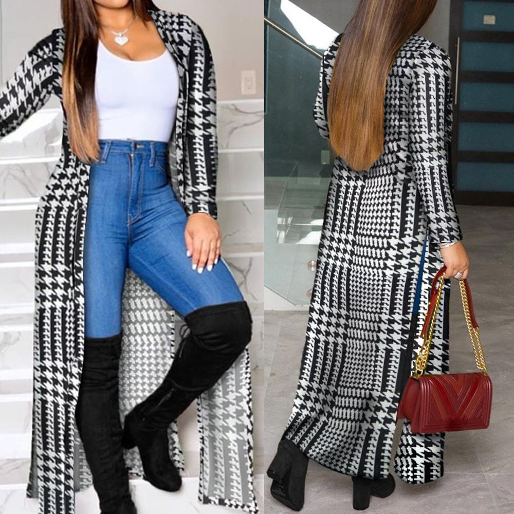 Women's Long Printed Cardigan – Lightweight Long Sleeve Layer
