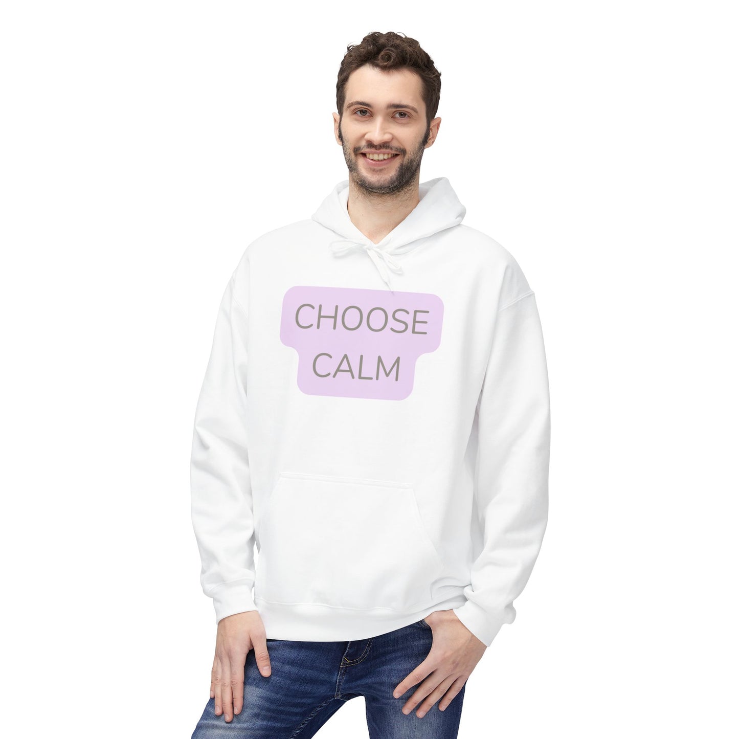 Choose Calm Unisex Midweight Softstyle Hoodie — Minimal Pastel Graphic Relaxation Sweatshirt