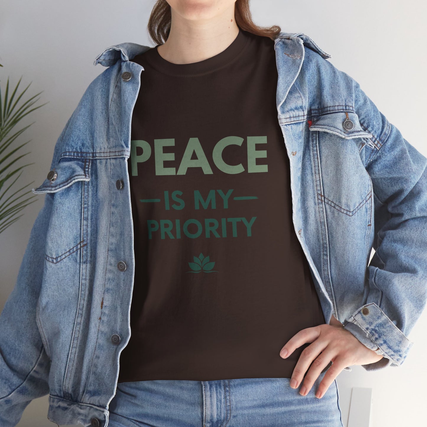 Peace is My Priority Unisex Heavy Cotton Tee, Relaxed Fit T-Shirt, Mindfulness Shirt, Gift for Meditation Lovers