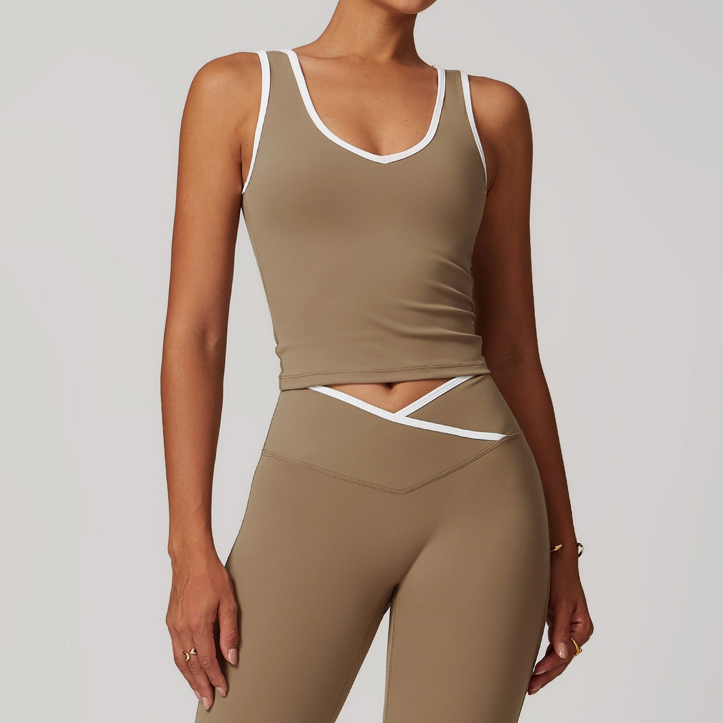 Tight Nude Feel Contrast Color Sports Vest Backless Yoga top