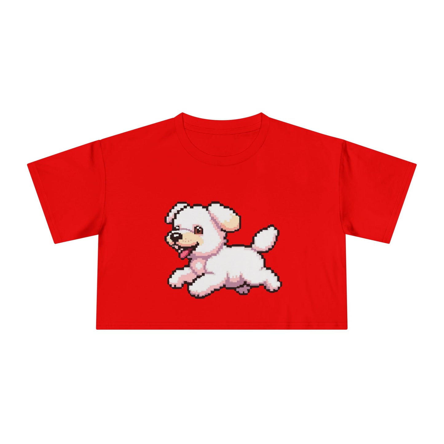 Playful Retro Dog Women's Crop Tee, Cute Animal Top, Summer Shirt, Gift for Dog Lovers, Casual Style, Beachwear