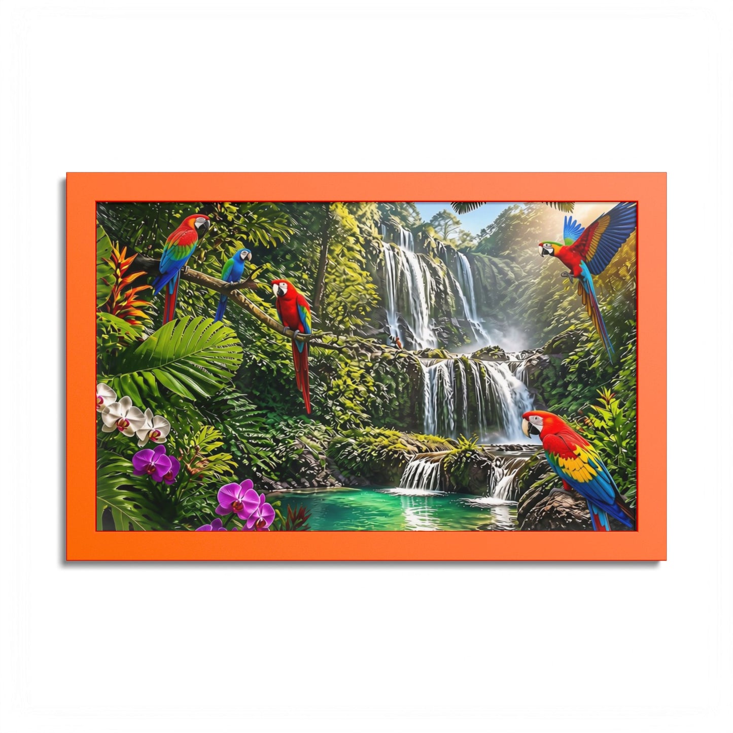 Tropical Waterfall Parrot Poster