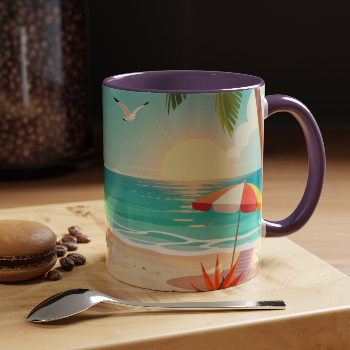Beach Sunrise Coffee Mug — Tropical Ocean Scene Accent Mug (11/15oz)
