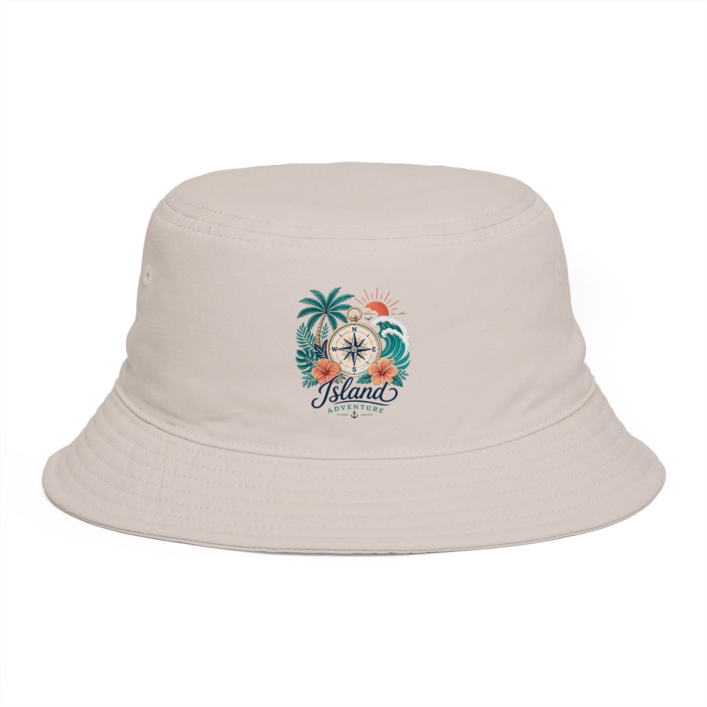 Tropical Compass Bucket Hat — Vintage Beach Palm Sun Design