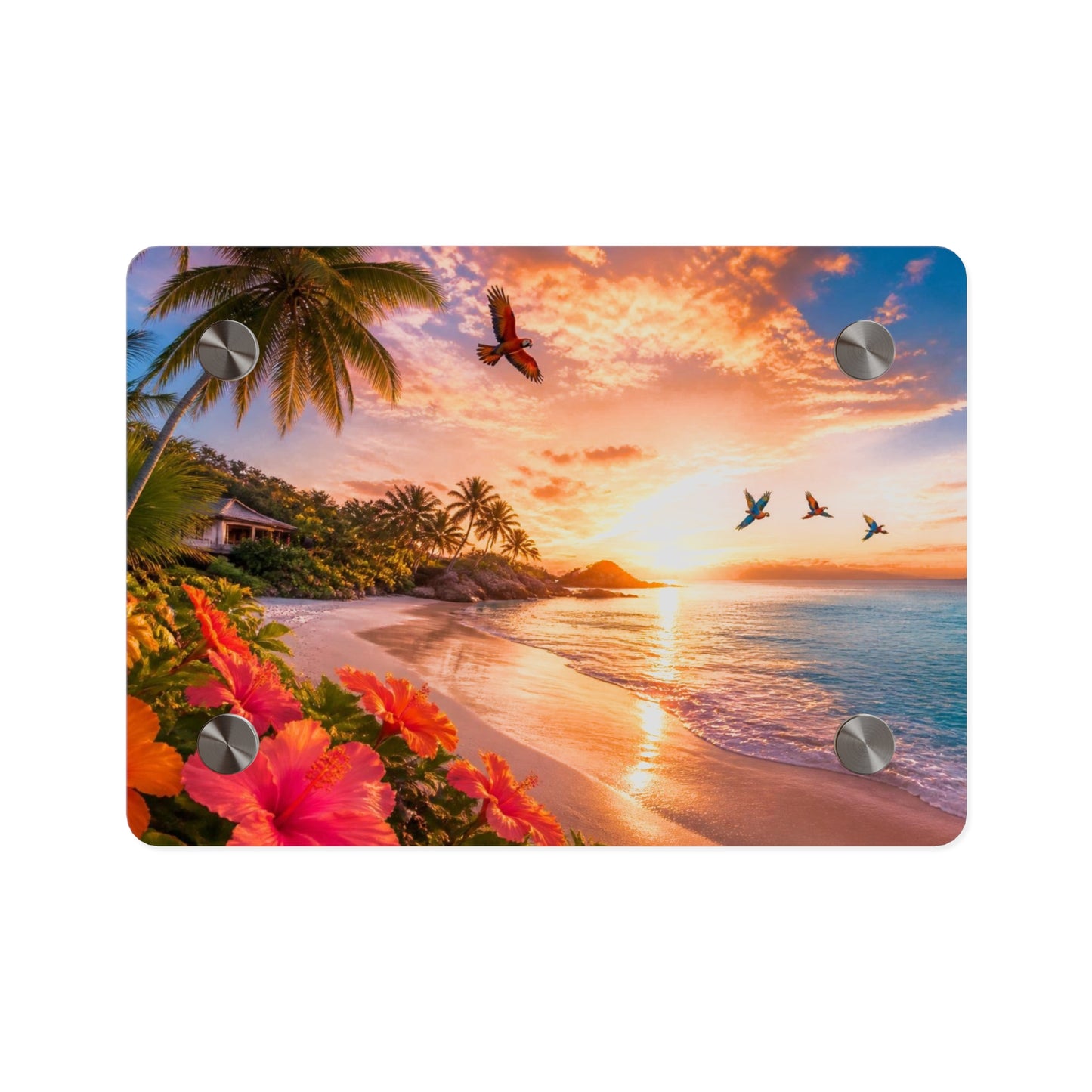 Tropical Beach Sunset Acrylic Wall Art Panel