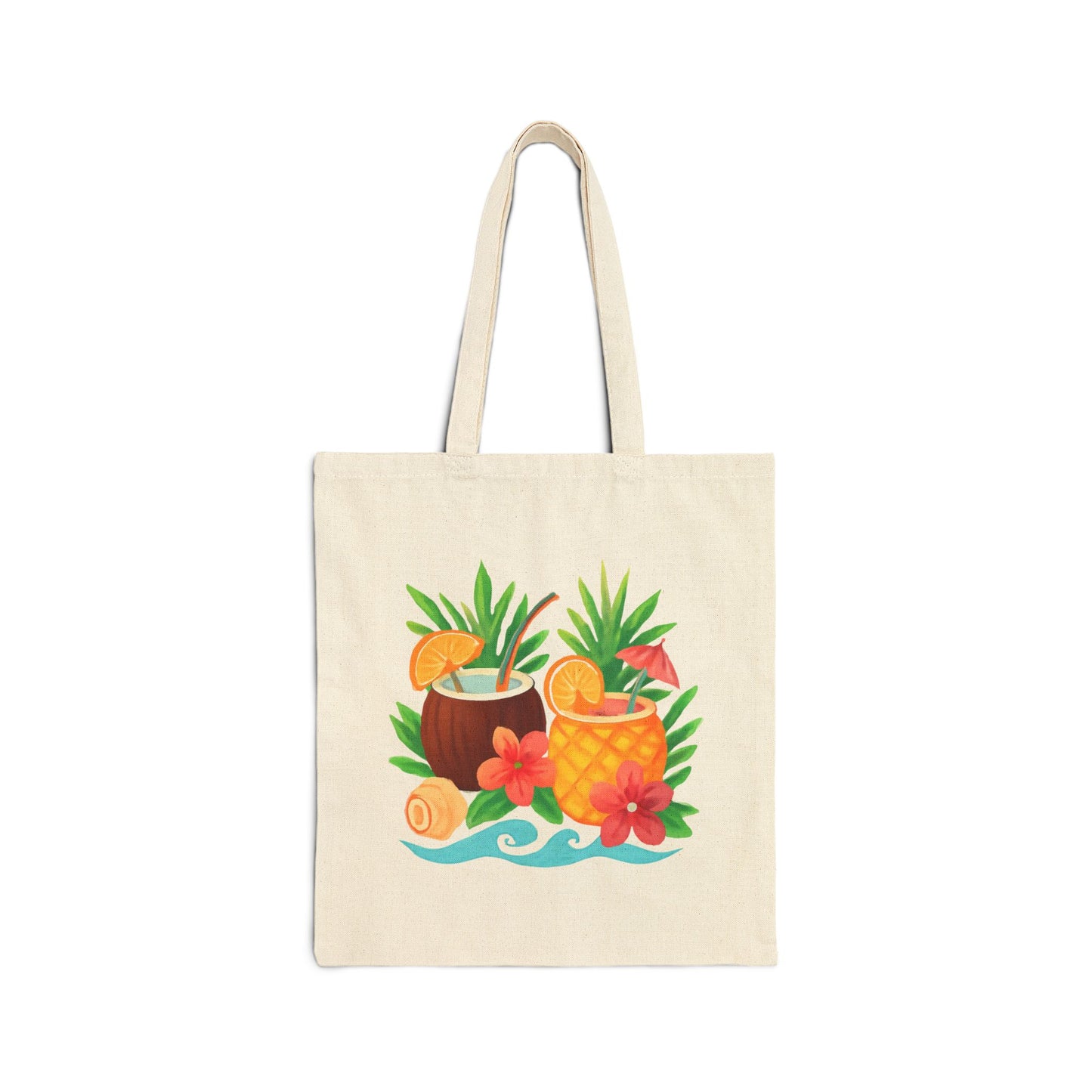 Tote Bag — Tropical Pineapple & Coconut Cocktail Canvas Tote