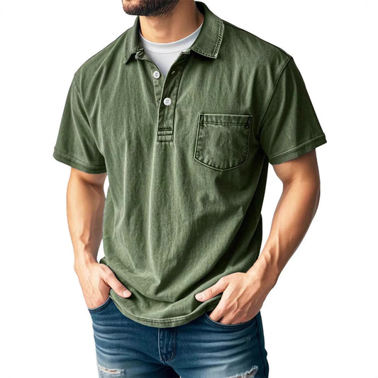 Men’s Casual Short Sleeve Polo Shirt with Lapel – Versatile & Stylish