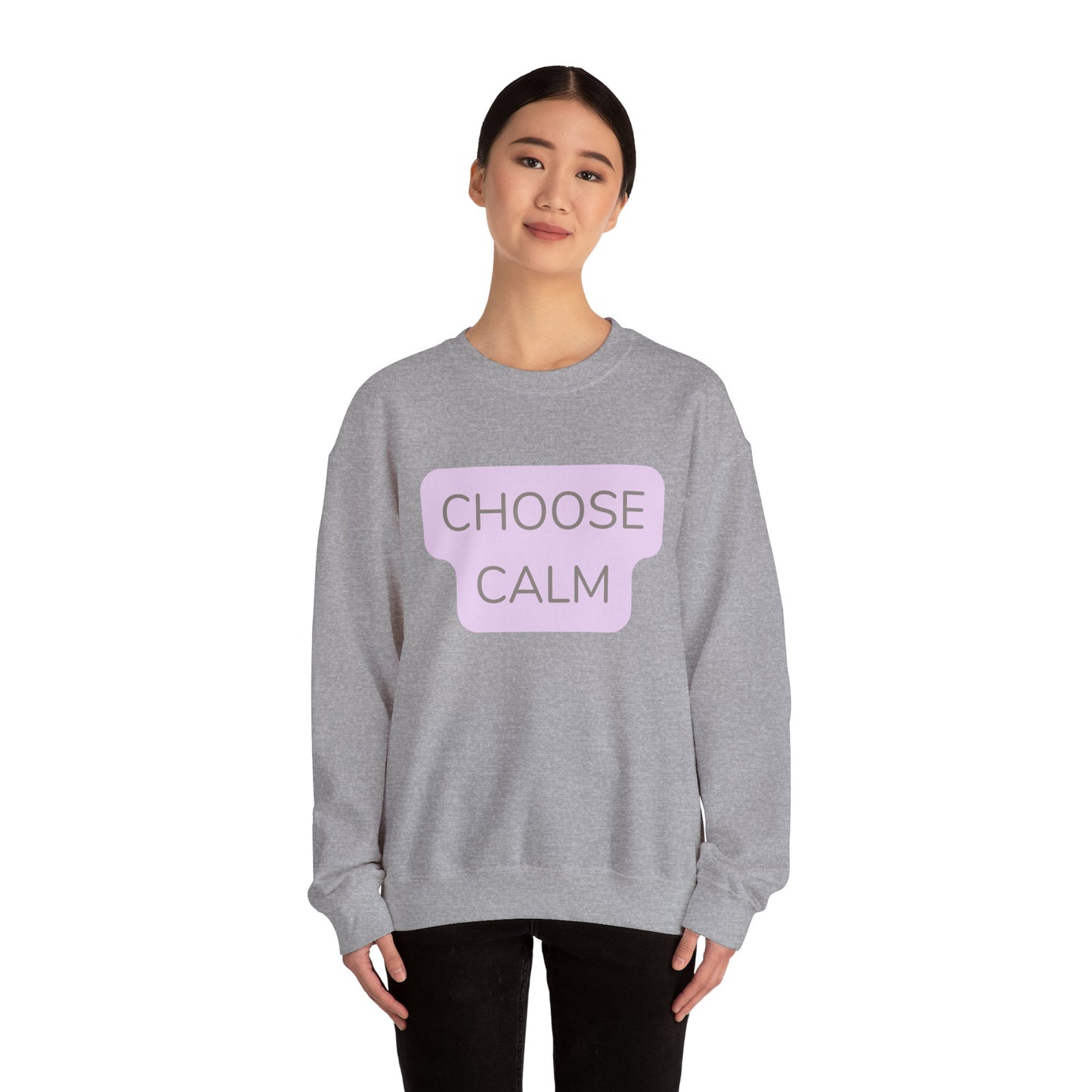 Crewneck Sweatshirt — "Choose Calm" Pastel Wellness Graphic