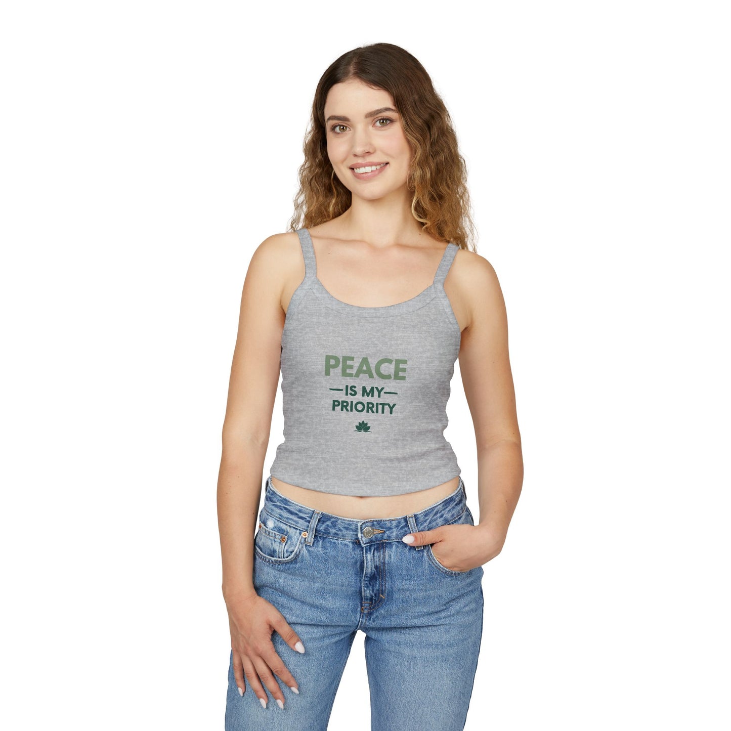 Peace Is My Priority Tank Top — Women's Spaghetti-Strap Crop