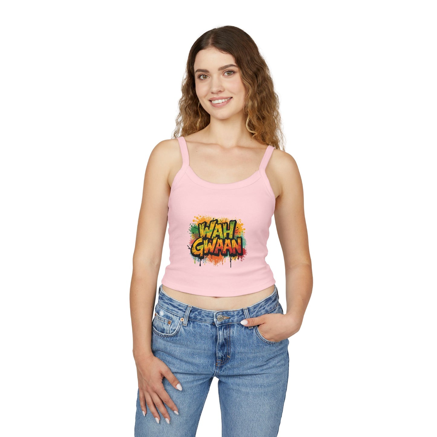 Wah Gwaan Women's Tank Top — Caribbean Vibes Spaghetti Strap Tee
