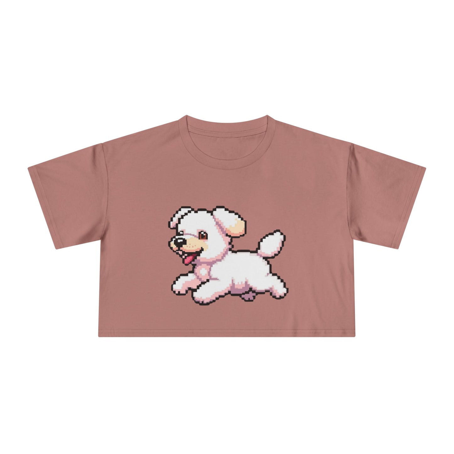 Playful Retro Dog Women's Crop Tee, Cute Animal Top, Summer Shirt, Gift for Dog Lovers, Casual Style, Beachwear