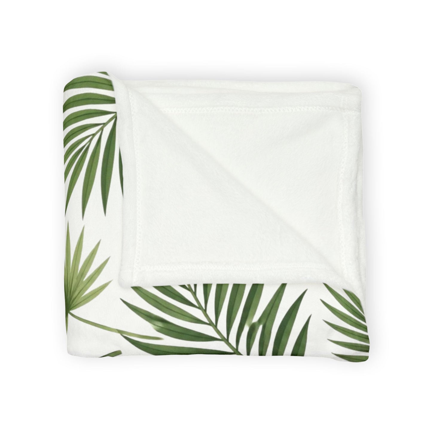 Tropical Palm Leaf Throw Blanket – Green Botanical Polyester Blanket