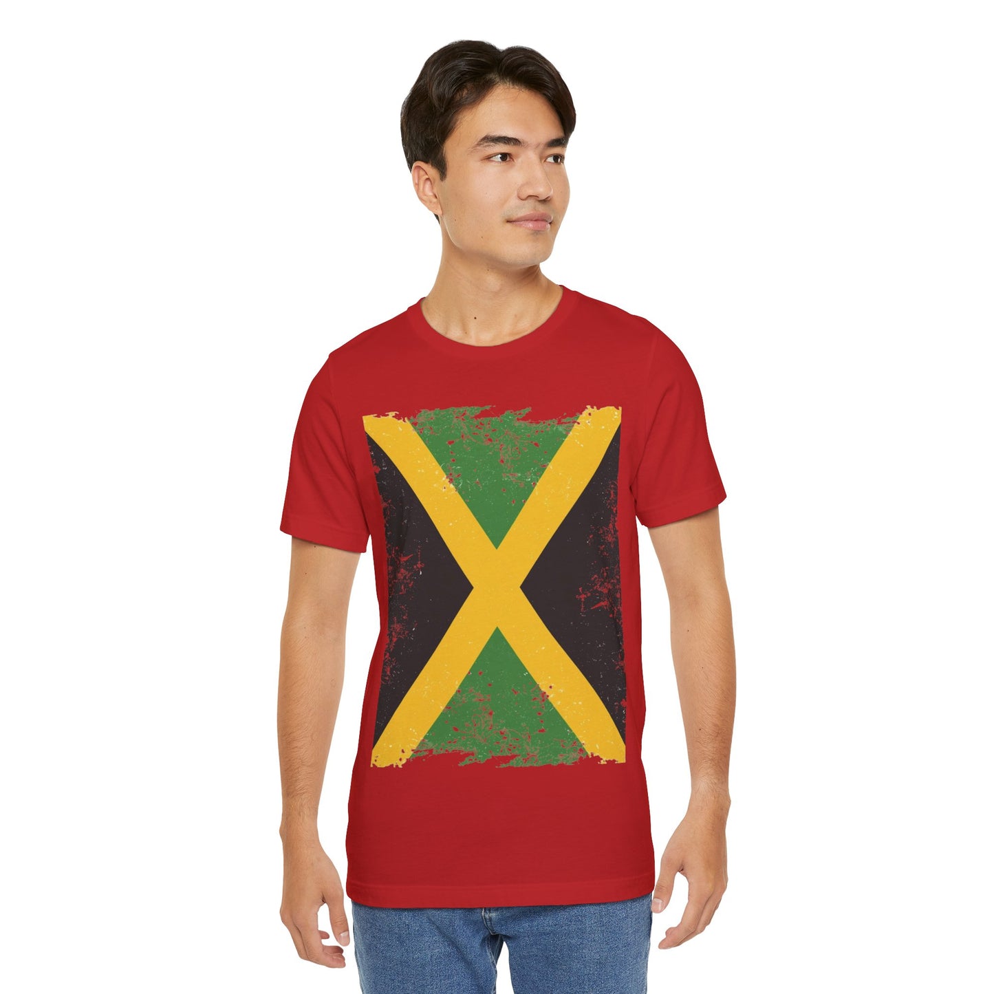 Jamaican Flag Short Sleeve Tee, Unisex Graphic Tee, Casual Wear, Festival Shirt, Gift for Music Lovers, Summer Vibes