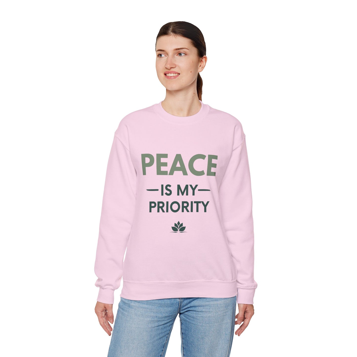 Peace Is My Priority Sweatshirt — Relaxed Crewneck Pullover for Mindfulness & Self-Care