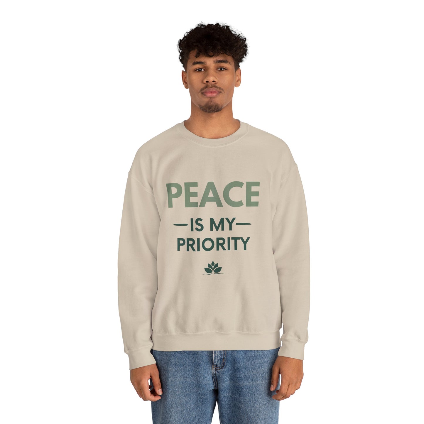 Peace Is My Priority Sweatshirt — Relaxed Crewneck Pullover for Mindfulness & Self-Care