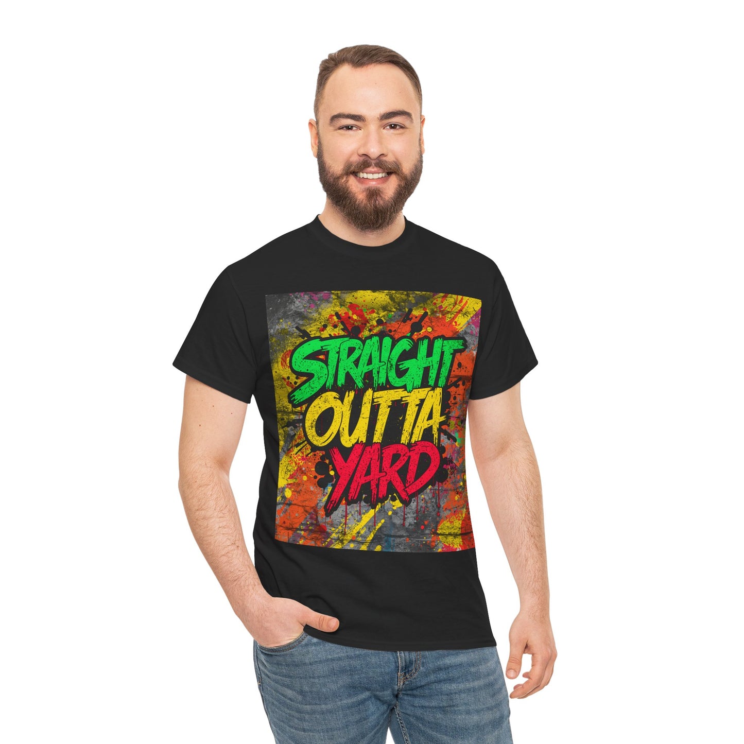 Straight Outta Yard T-Shirt — Casual Jamaican Phrase Tee