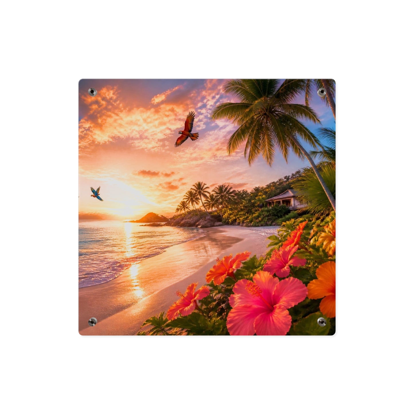 Tropical Beach Sunset Acrylic Wall Art Panel