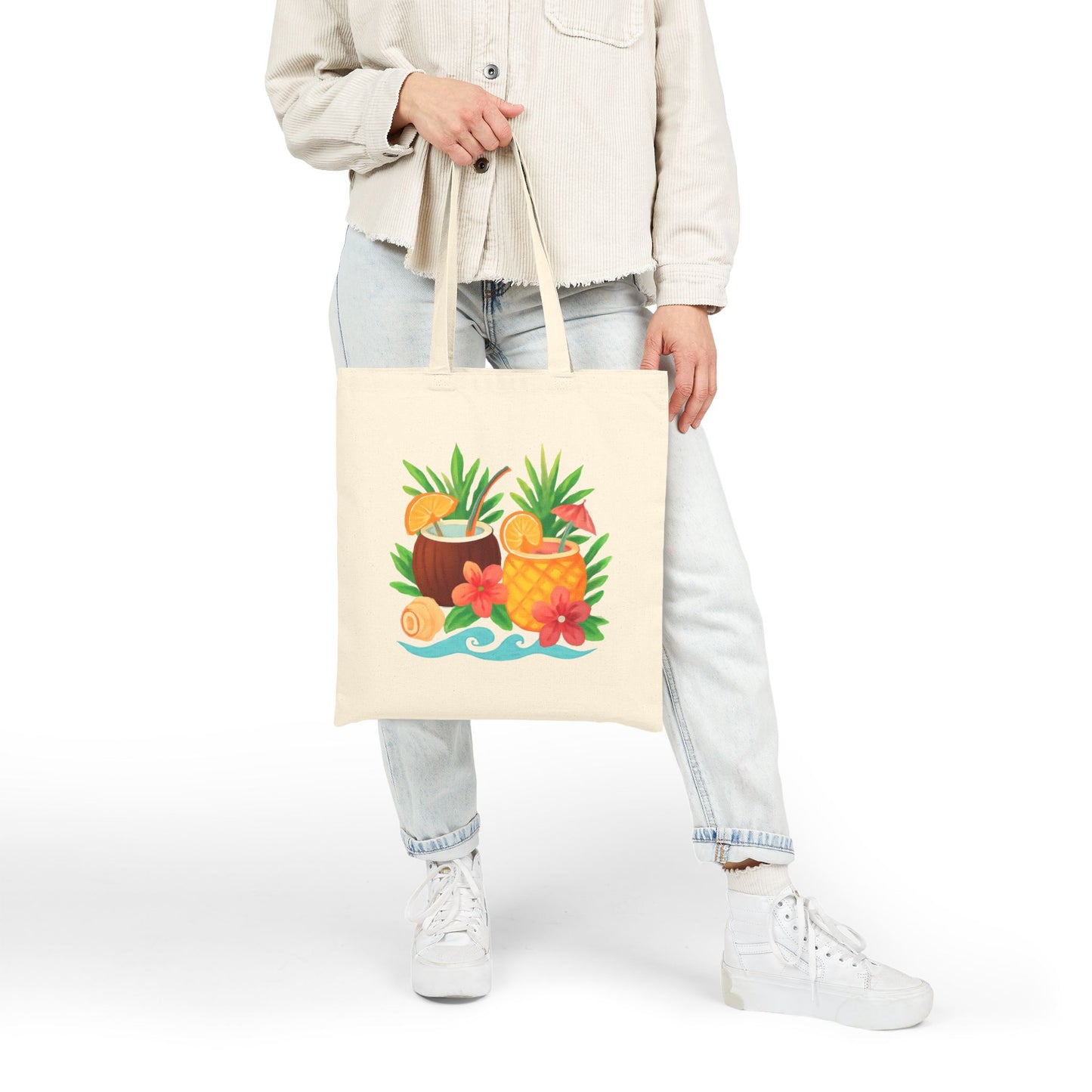 Tote Bag — Tropical Pineapple & Coconut Cocktail Canvas Tote