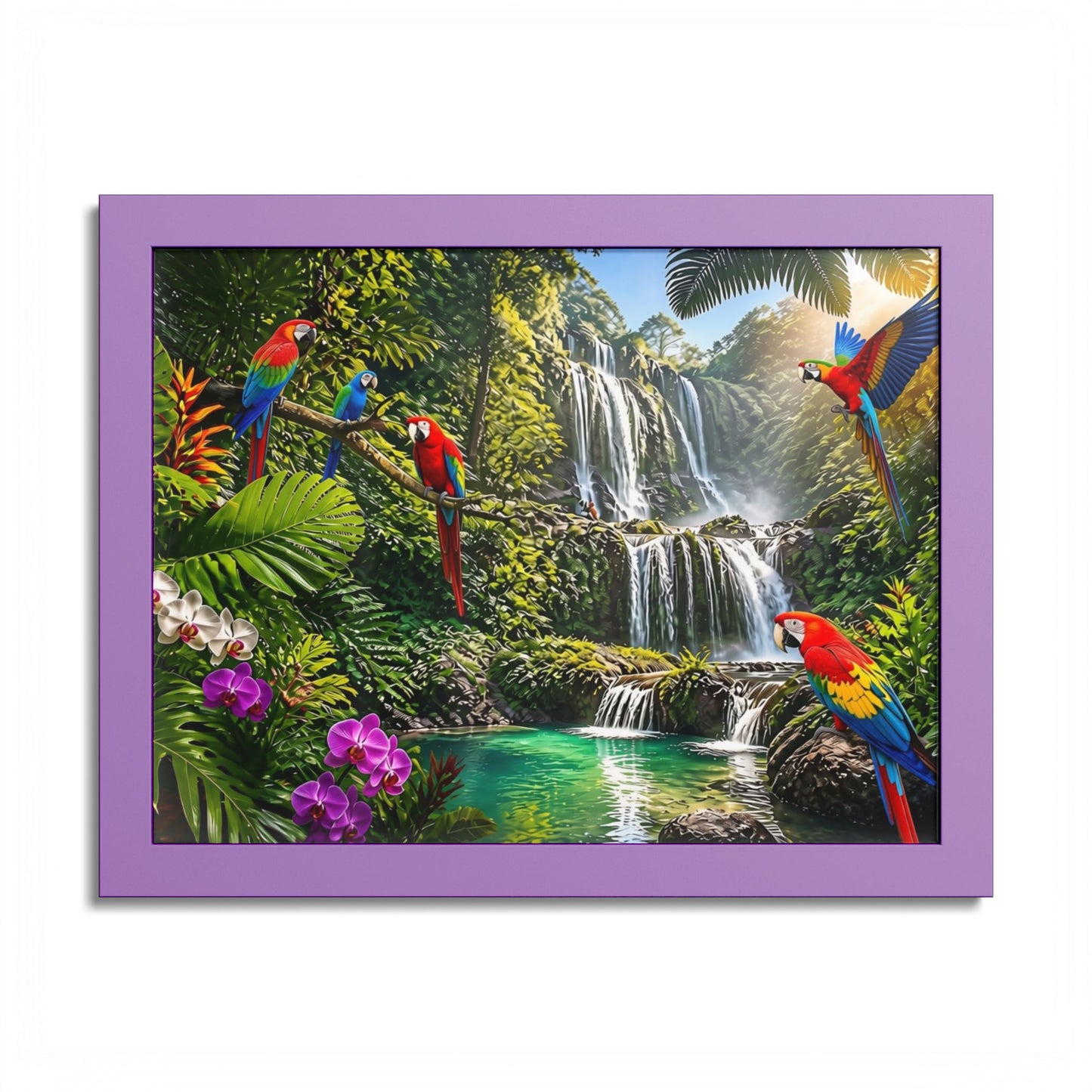 Tropical Waterfall Parrot Poster